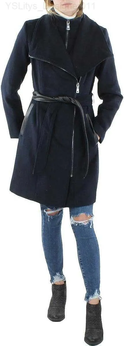 Vince camuto faux fur trim belted 2025 wrap coat