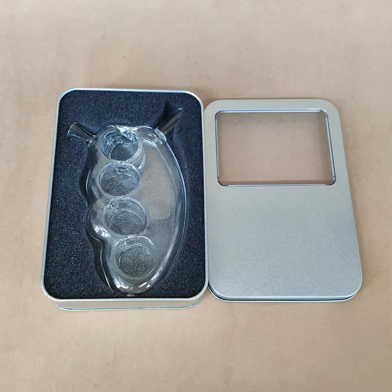 Brass Knuckles Glass Bubbler Pipe Portable Blunt Recycler Water Pipe