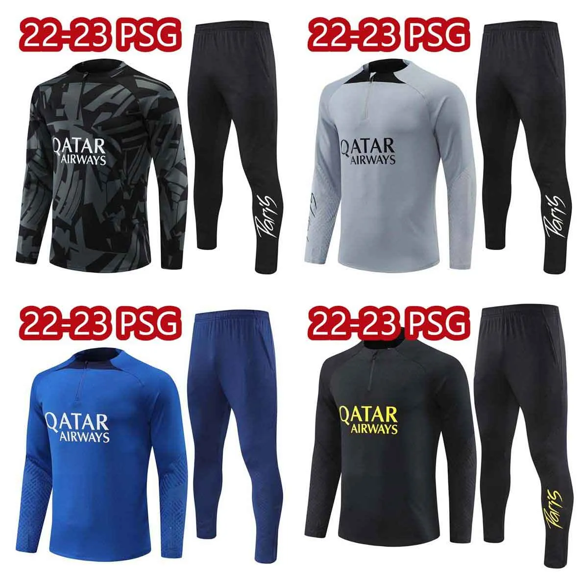 2223 PSGG Survetement Chandal Soccer Sets MbappeトラックスーツトレーニングスーツMaillot Long Sleeve Jersey Jacket Kit 2023 Messis最高品質のメンズキッズジョギング