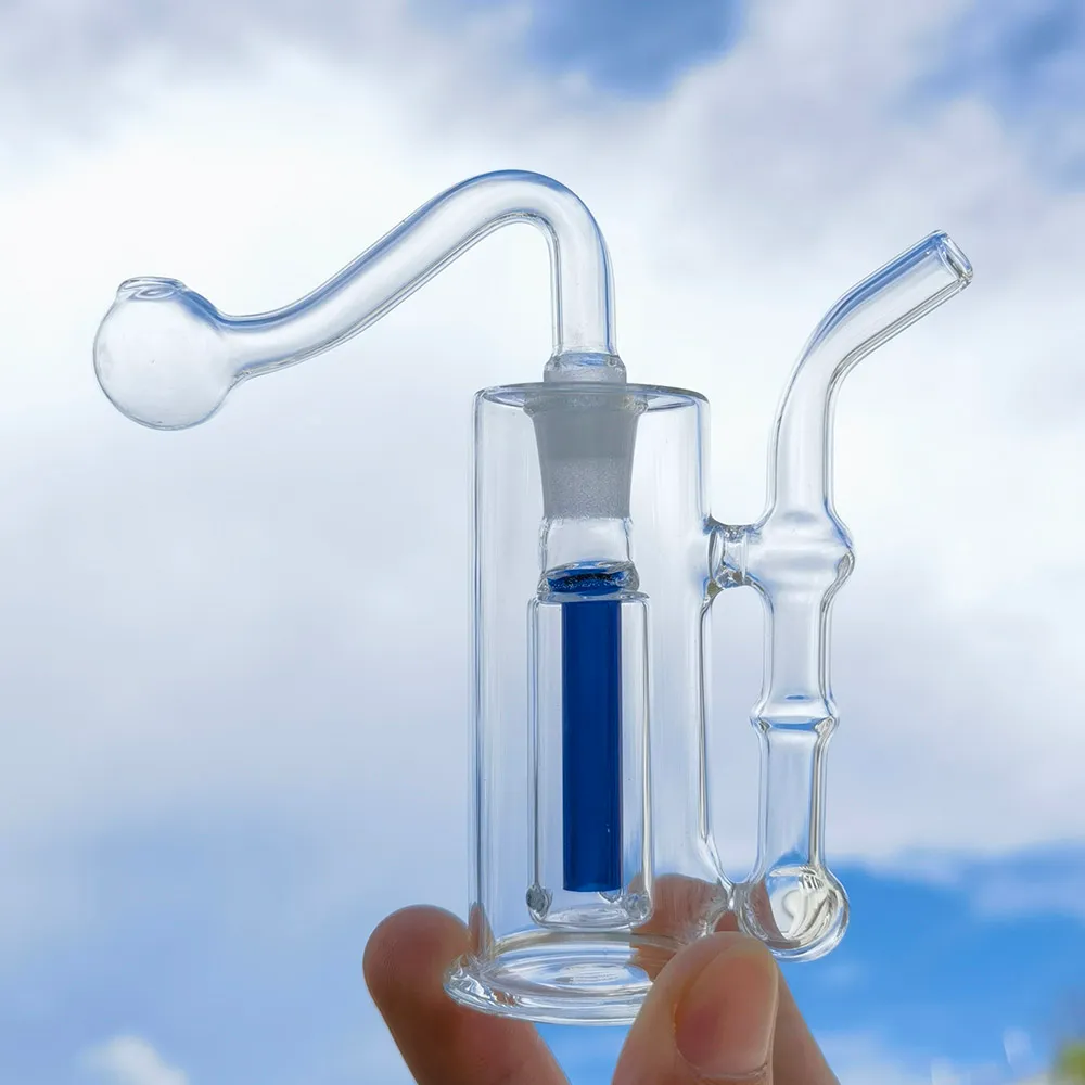 2.8 inch Glass Bong Blue Core Hookah Smoking Water Pipe Bong Bubbler Shisha Bowl