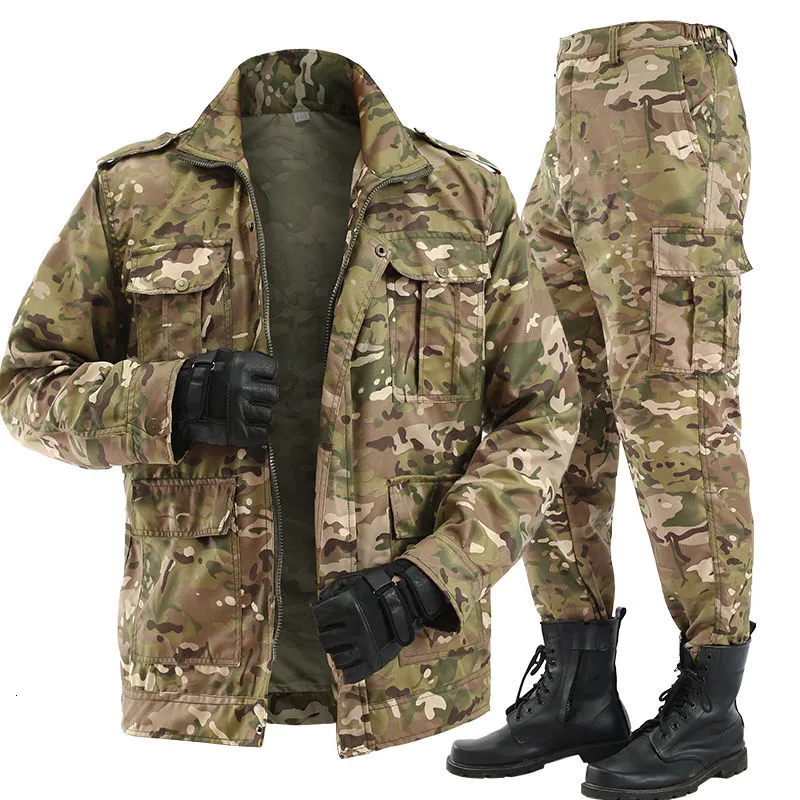 Men's Tracksuits Men's Spring Summer Military Uniform Outdoor Camouflage Suit Black Python Pattern Wear-resistant Overalls Labor Insurance Cloth 230904