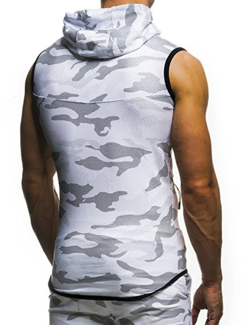 Men's Vests Men Bodybuilding Tank Tops Sleeveless Hoodies Man Casual Camouflage Hooded Vest Male Camo Clothing 230904_voghion.com