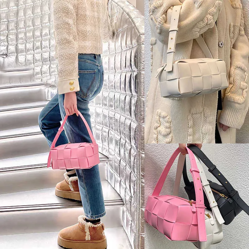 Luxustasche Bottga Vene ME New Brick Checker Underarm Wrap Pink Woven Pillow Bag One Shoulder Handtasche Damen X