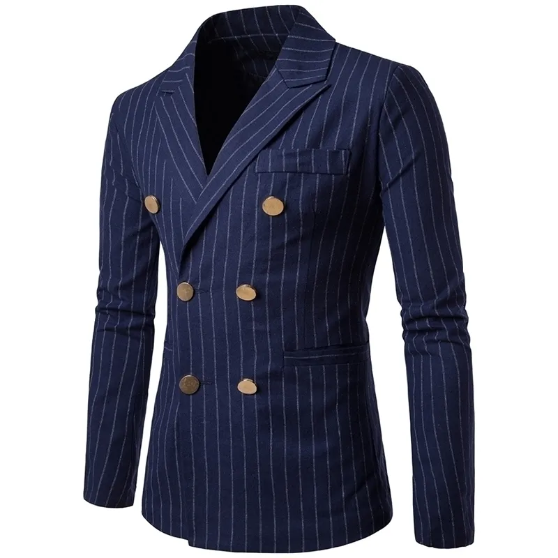 Costumes pour hommes Blazers Hommes à manches longues Blazer Motif à rayures Décoratif Poitrine Poche Design Causal Business Mode Slim Fit Double boutonnage 230904