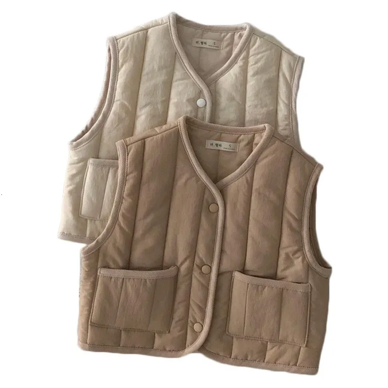 Gilet Automne Enfants Gilet Enfants Filles Solide Impression Veste Hiver Bébé Garçons Chaud Vêtements D'extérieur Coupe-Vent Manteaux Tenues 230904