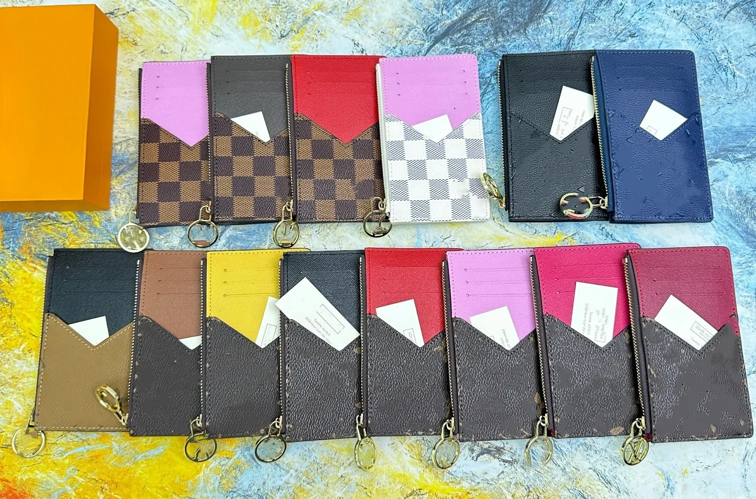 Korthållare Holder Wallet Black Organ Style Card Bag Läder Svart Kvinnor Långa plånböcker Designerväska denim Högkvalitativ långfodral stor kapacitet Lou Vutti