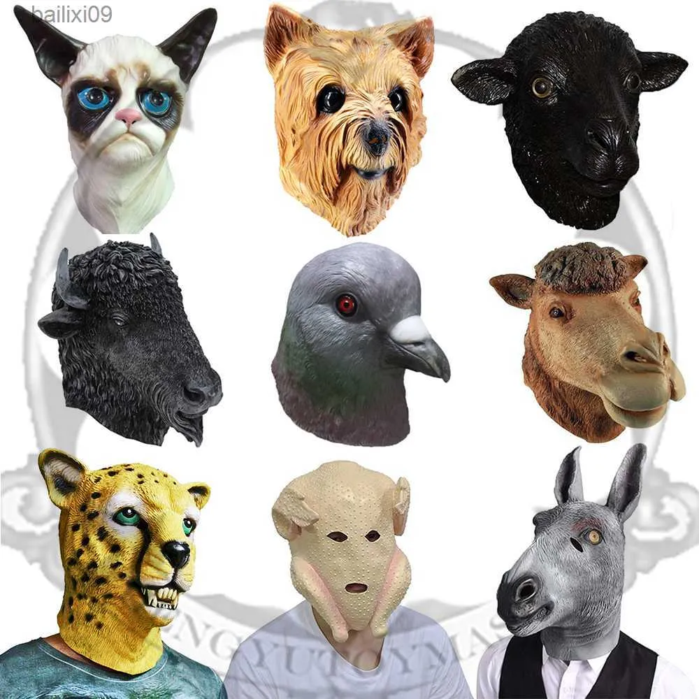 Party Masks Pigeon Owl Wolf Dog Animal Mask Latex Party Horse Donkey Animal Mask Kid Party Halloween Mask T230905