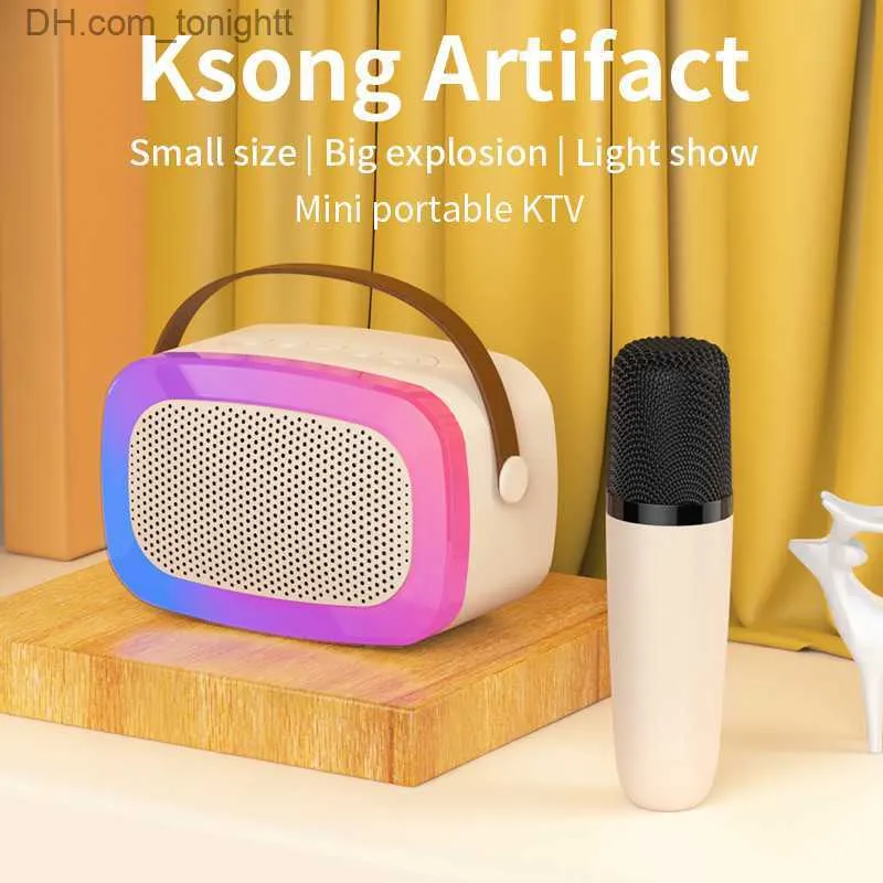 Taşınabilir Hoparlörler 2023 Yeni Mini Kablosuz Mikrofon Bluetooth Hoparlör Açık Mekan Taşınabilir Karaoke Mikrofon Ses Entegre Mikrofon Subwoofer Q230905