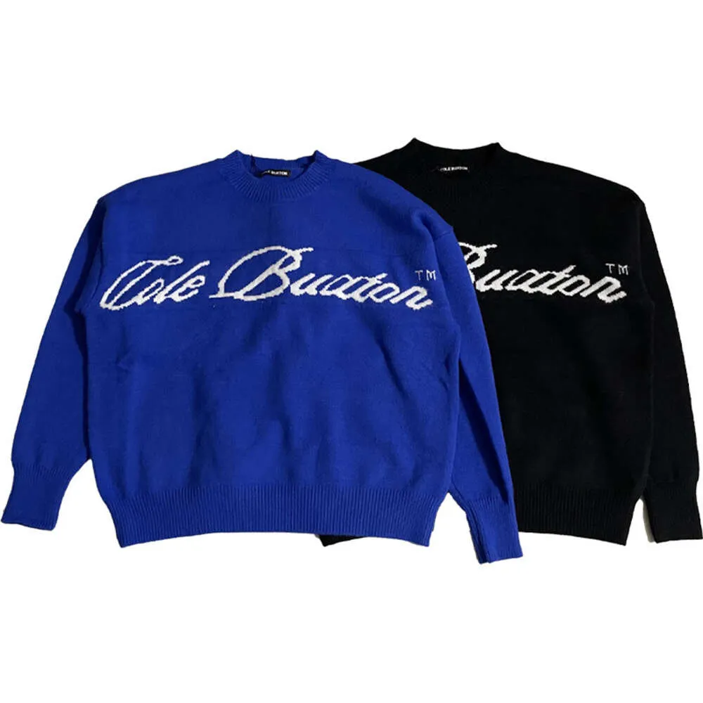 Men's Hoodies Sweatshirts High Version Cole Buxton Minimalist Slogan Letter Cursive CB Jacquard Round Neck Knit Sweater