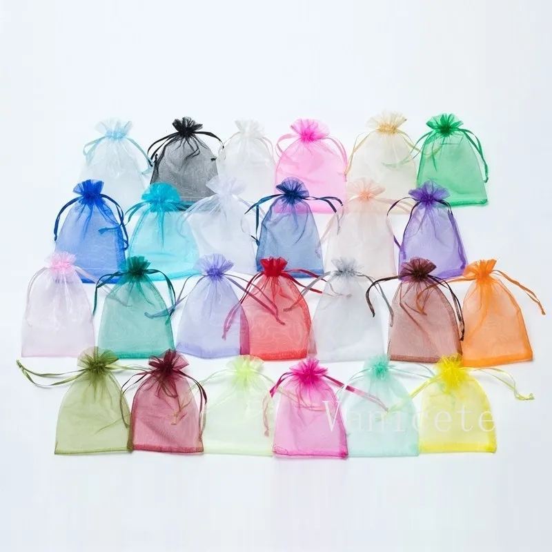 7*9 cm Organza-Schmuckverpackungsbeutel, Weihnachtsgeschenk, Hochzeit, Party, Süßigkeitenbeutel, transparente Gaze, Kordelzugbeutel, einfarbig, Kosmetikgarnbeutel T9I002444