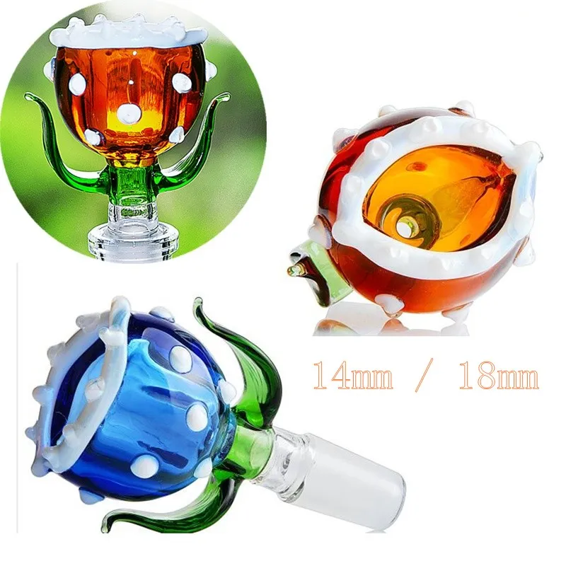 Smoking Glass Bow Tobacco And Herb Dry Bowl Slide For Glass Bong And Pipes 14mm 18mm Male Joint Bowl With Handle Sold