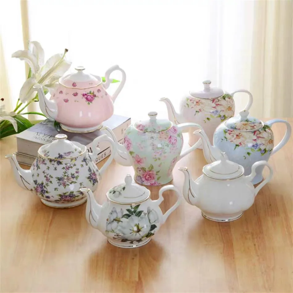 Kemik Çin Seramik Çay Pot Seti Güzel Porselen Düğün Hediyesi için Büyük Kapasiteli Tapot242J