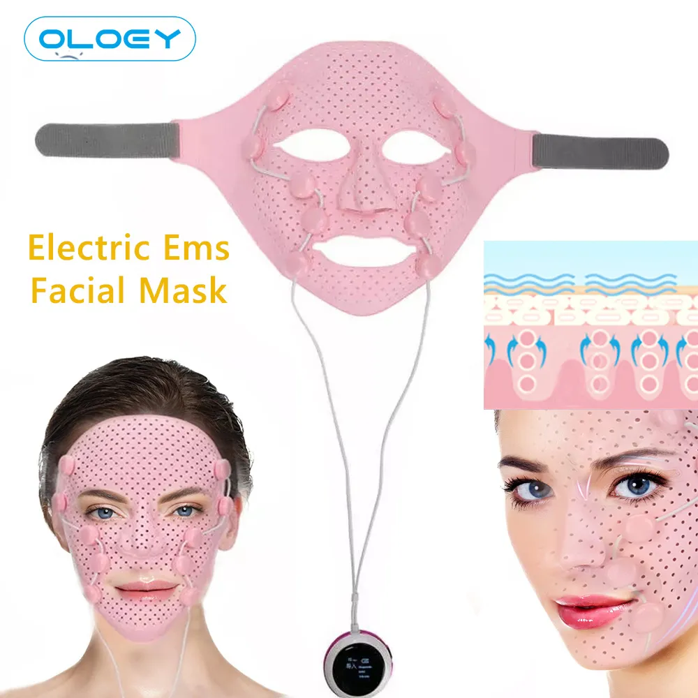 Gesichtspflegegeräte 3D-Silikonmaske Elektrisches EMS-Vibrations-V-Gesichtsmassagegerät Anti-Falten-Magnetmassage Facelifting-Schönheitsmaschine 230904