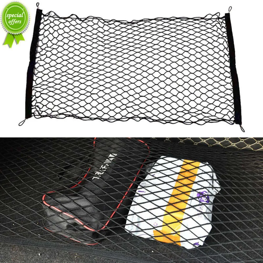 New 1pcs Car Back Rear Trunk Storage Net Seat Elastic String Net Magic Sticker Mesh Storage Bag Auto Organizer Seat Back Bag