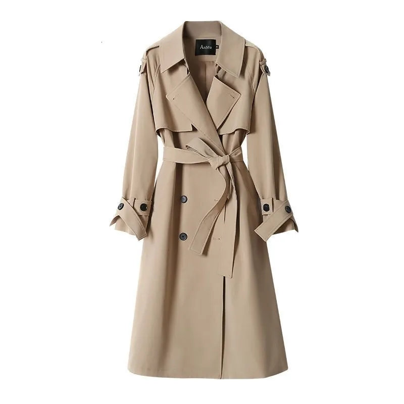 Women's Trench Coats Trench Coats Women Autumn Winter Korean Classic Double Breasted University Style Loose Medium Length Female Clothing Tops 230904