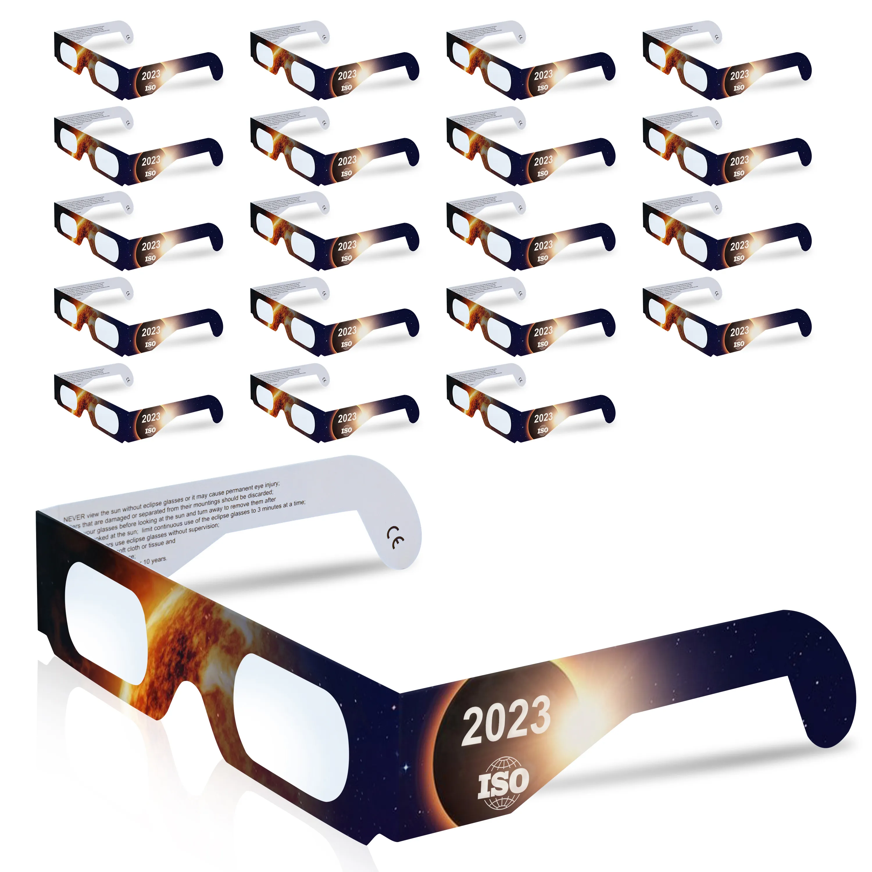 20 PCS نظارات Eclipse الشمسية من قبل NASA المصنع المعتمد CE و ISO معتمدة للجودة البصرية لتوفير مشاهدة شمس آمنة أثناء الكسوف الشمسي