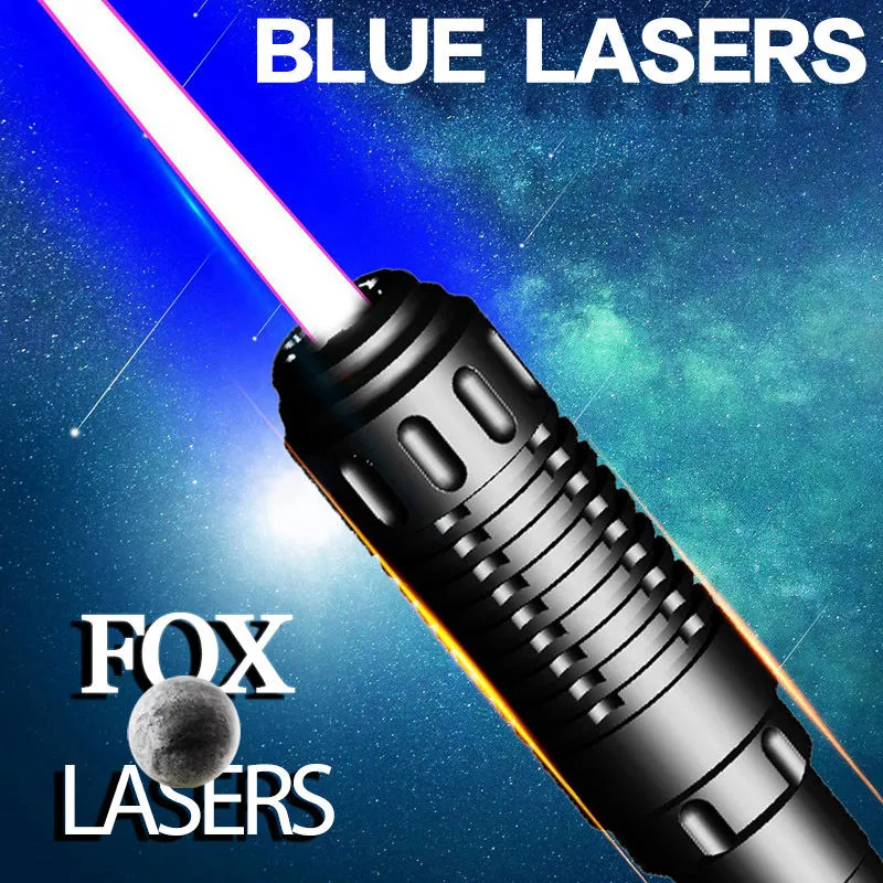 Foxlasers 500MW Torch Laser Torch 3000MW FLUE LASER LASER LASER 445NM مؤشر ليزر صادم في الهواء الطلق LASER LIGH