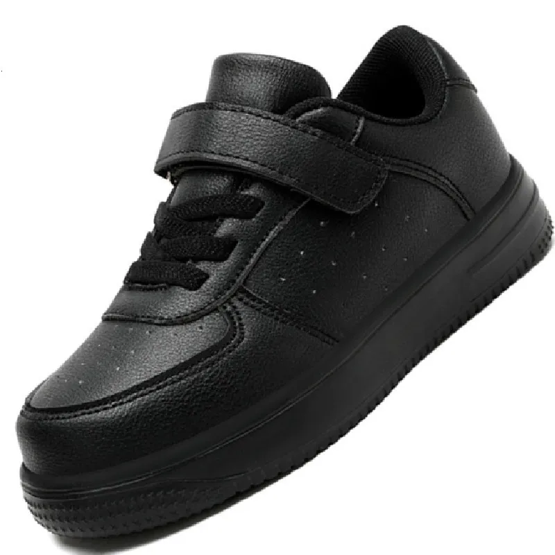 Plate-forme extérieure athlétique en cuir PU respirant baskets pour enfants décontracté enfants chaussures de bébé noir blanc enfant en bas âge filles garçons course Sport 230904