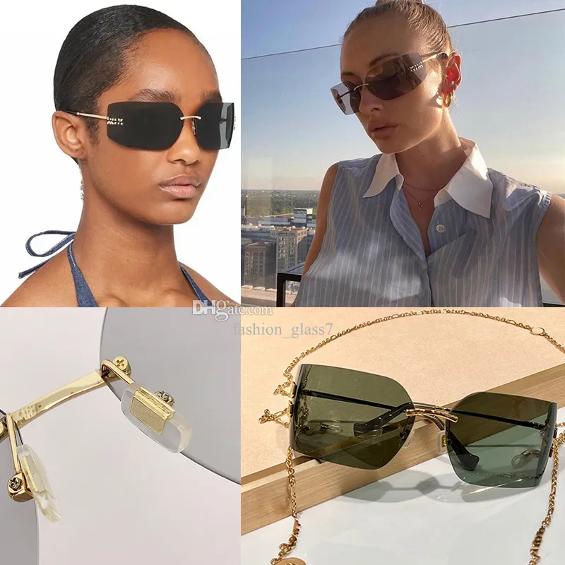 LADY zonnebril SMU54Y mode zomer rechthoekig frame plaatmateriaal Dames beroemd merk Randloze bril met originele doos