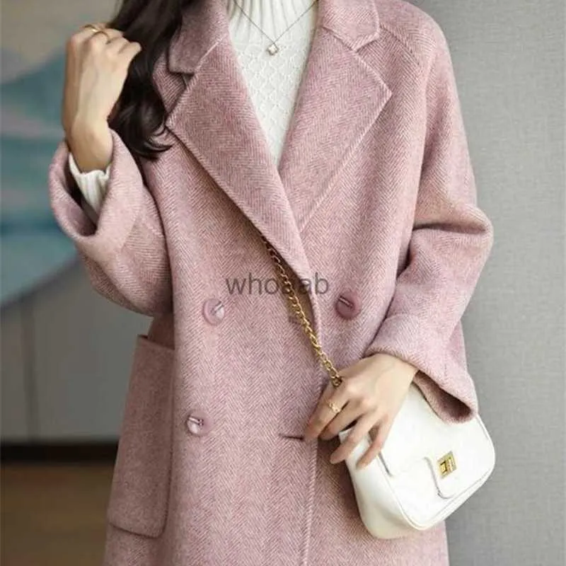 Women's Wool Blends Wool Coat Elegance Coats and Jackets Women New In  Autumn Winter Jacket Women Korean Style Long Sleeve Office Lady Trench Coat