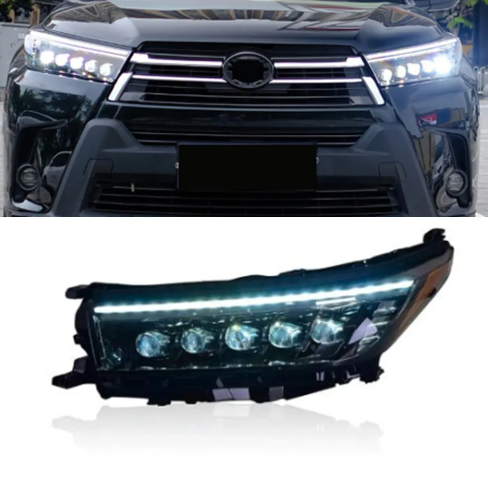 新しいKluger Highlander 20 18-20 21 DRL Lights High Beam Headlightsターン信号ランプのフルLEDヘッドライト