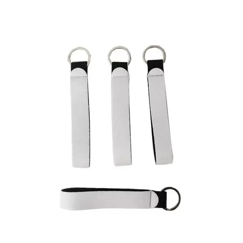 Sublimation Blank Long Keychain Pendant Keyring Heat Transfer Neoprene White Wrist Band Key Chain DIY Gift Party Favor 0423