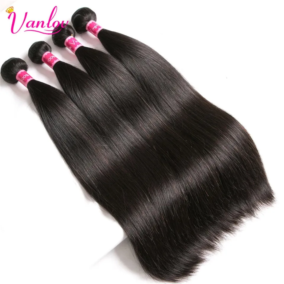 Lace Wigs Vanlov ekstensi rambut lurus Malaysia bundel manusia tidak kusut warna alami dapat membeli 1 3 Remy 230905