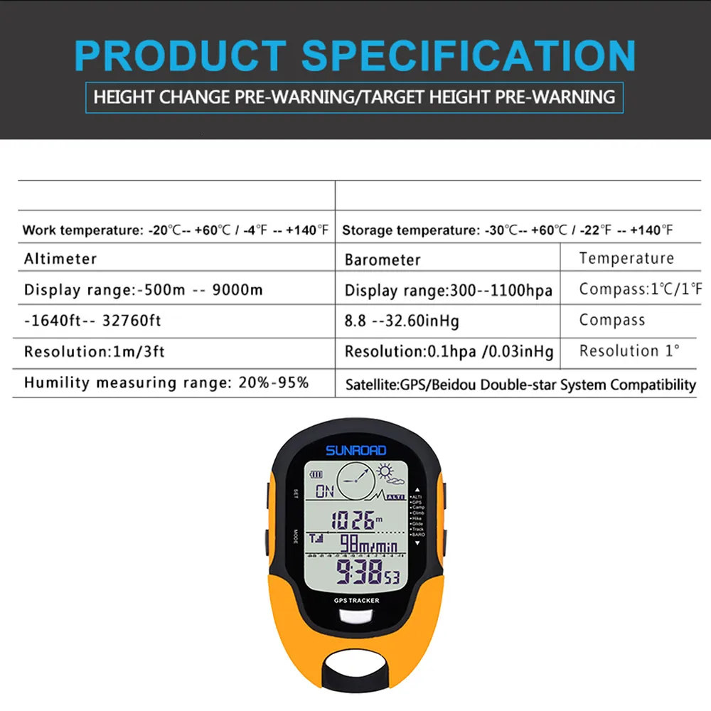 Baromètre Altimètre Numérique Multifonction - Boussole GPS Alpinisme, Randonnée, Camping - Étanche Et Rechargeable