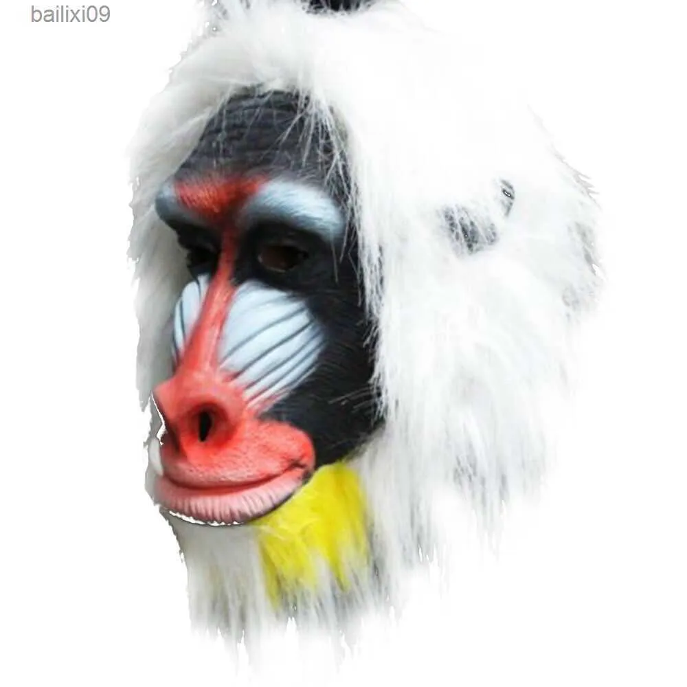 Maschere da festa animale babboon testa maschera giungla scimp ghimp maschera costume lattice festa t230905