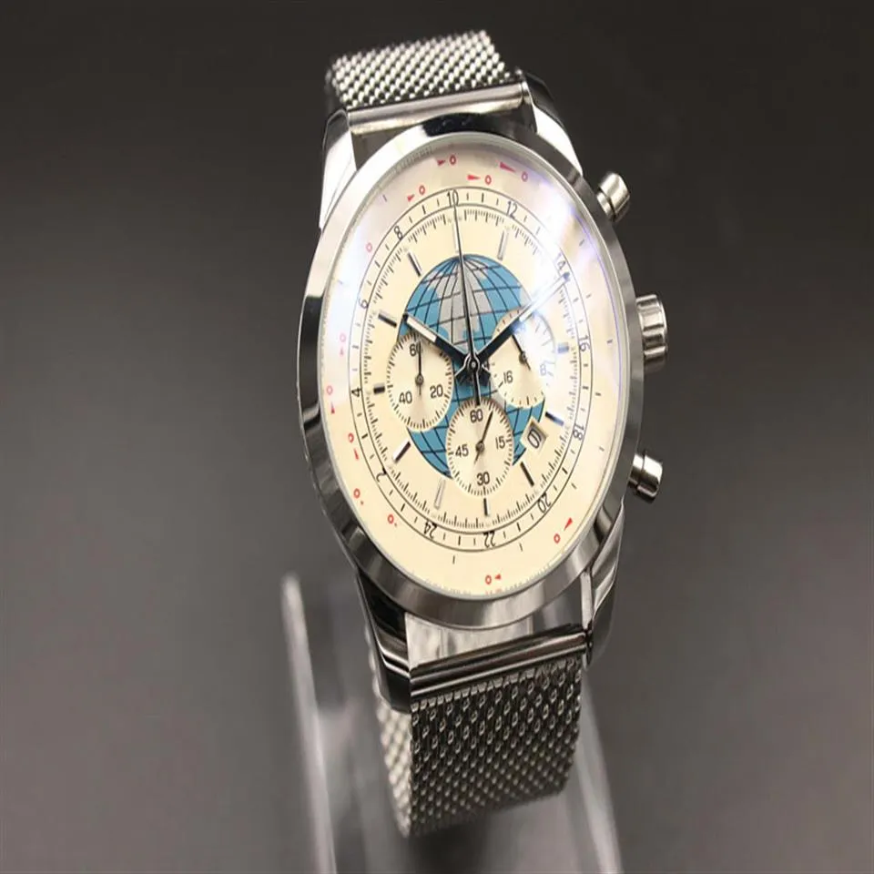 Special Edition Quartz Watch Men Simulation Calender White Dial Platinum Case Skeleton rostfritt stål Strap Fashion Digital M207Z
