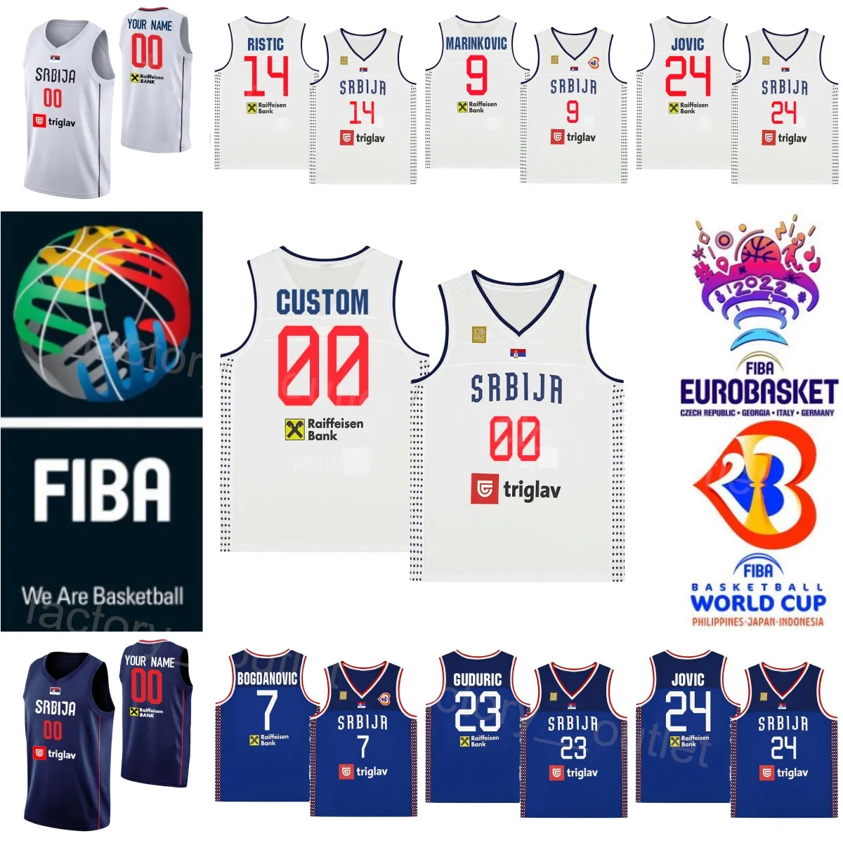 인쇄 농구 세르비아 51 Boban Marjanovic Jersey 13 Ognjen Dobric 23 Marko Guduric 14 Dusan Ristic 30 Aleksa Avramovic 27 Dejan Davidovac 2023 World Cup Srbija