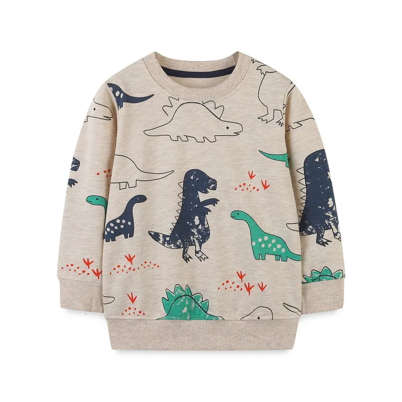 Hoodies tröjor Little Maven Child Boys Cartoon Dinosaur Print Lång ärm för 7 år gamla barnkläder Fall Childras skjortor 230904