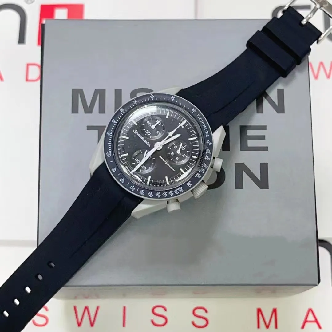 Bioceramic Planet Moon Men Watches Full Function Quarz Chronograph Designer Silica Gel Watch Mission to Mercury 42mm Luxury Watch Limited Edition Wristwatches