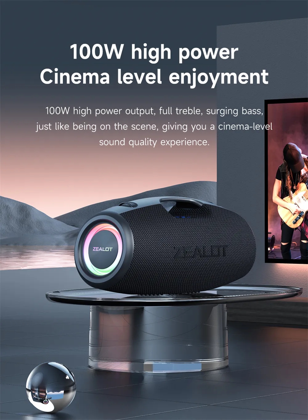 ZEALOT S78 ワイヤレススピーカー 100W ZEALOT S78 100W Bluetooth Speaker Powerful Bass, HiFi Sound