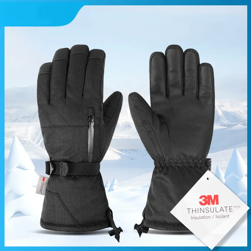 Ski Gloves Black -30 Winter Warm Ski Gloves Waterproof Men Women Snowboard Skiing Gloves Snowmobile Motorcycle Mittens Touch Screen Wrist 230904