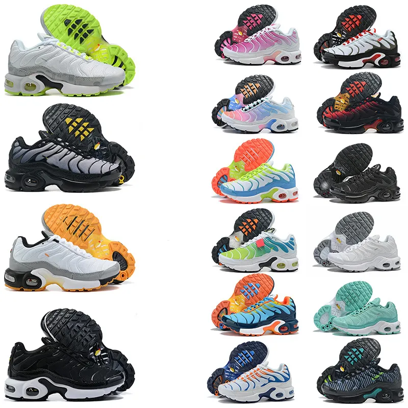 tn enfant new Fashion kid shoes tn plus running shoes black blue green white yellow triple black boys and girls toddler infant children shoe OG kids sneaker trainers