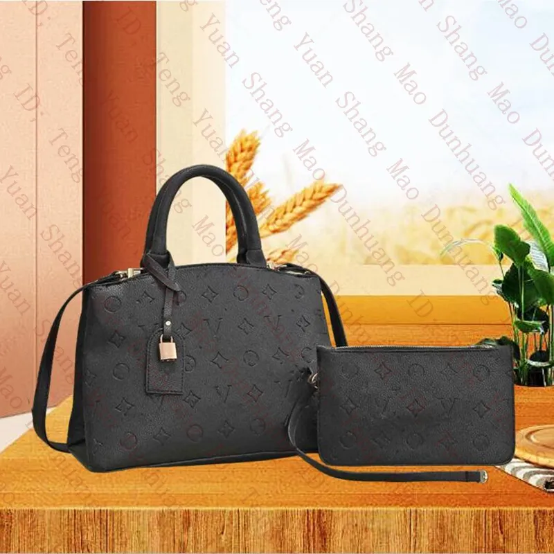 Bolso de diseñador Bolsos famosos Monederos Totes de mujer con monedero pequeño Conjunto de 2 piezas Cuero compuesto en relieve Bolsos de hombro cruzados de gran capacidad M6619