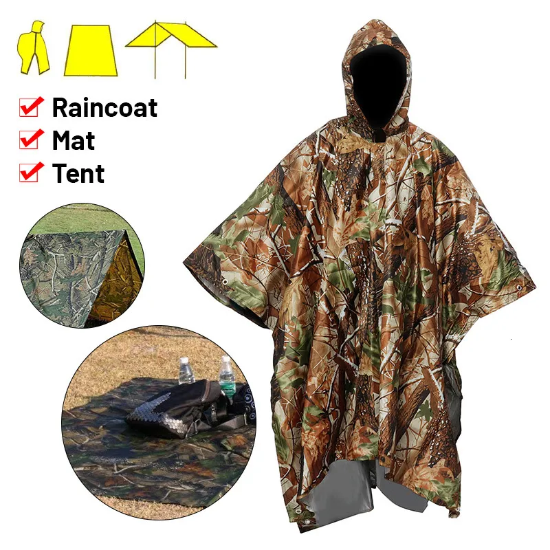 Abbigliamento antipioggia 3 in 1 Impermeabile multifunzionale Poncho antipioggia impermeabile Zaino Trekking Copertura antipioggia Moto Tenda esterna Tenda da campeggio Tappetino 230904