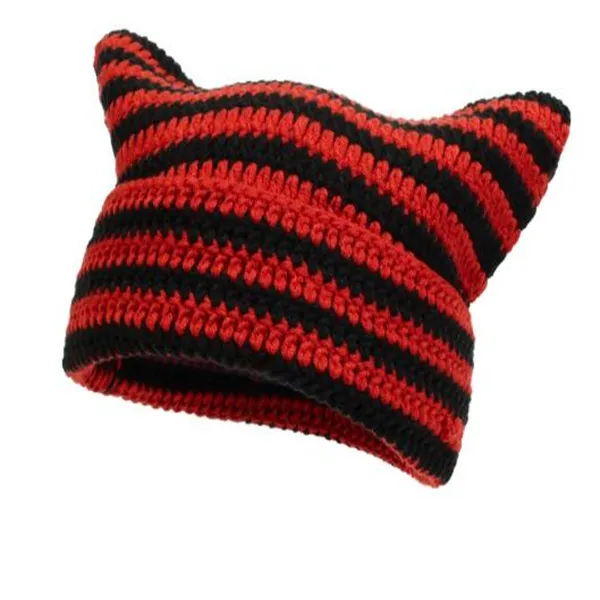 Japanese Streetwear Harajuku Cat Beanie Crochet With Little