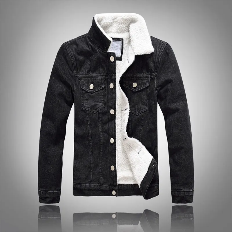 Herrenjacken Herren Winter Feste Freizeitjacke Bomber Denim Mode Jean Biker Mantel Wollgefüttert Freizeit Plus Größe 230904