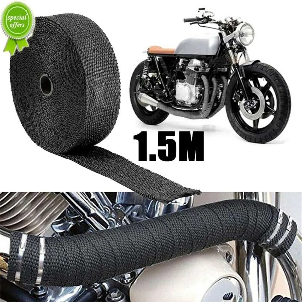 Neue 1,5 M Auto Auspuff Wrap Rolle Fiberglas Hitzeschild Auspuffkrümmer Rohr Wärme Wrap Band Thermische Schutz Auto Zubehör