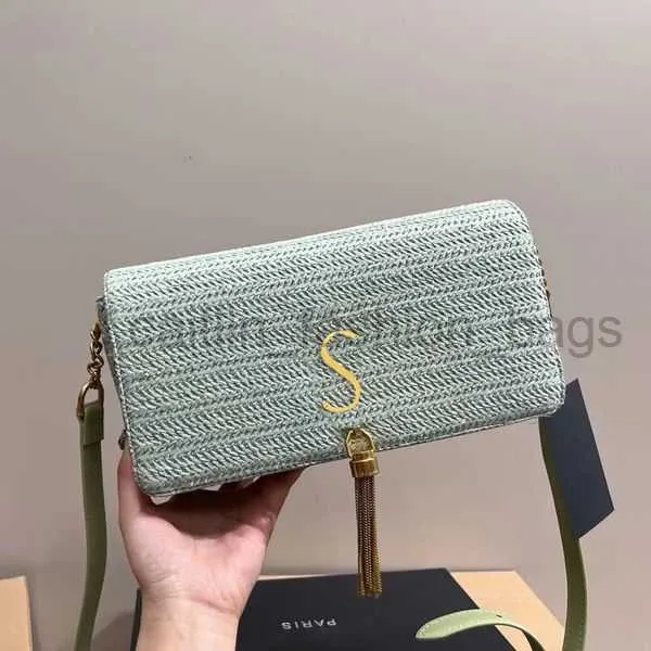 Çantalar 2023 Yeni Dokuma Crossbody Summer Beach Straw Pubsel Uette Zarf Tote Kadınlar Zincir Gün batımı El YSLII Çanta Tasarımcı Çantası Caitlin_fashion_BAGSS