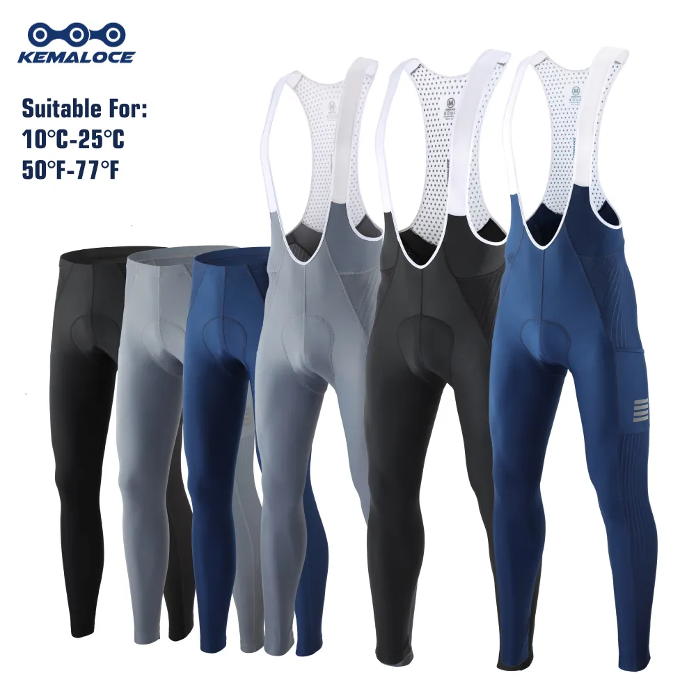 Calças de Ciclismo KEMALOCE Homens Calças de Ciclismo Verão Outono Secagem Rápida Azul / Preto / Cinza Gel Pad MTB Bicicleta Bib Calças High End Respirável Calças Longas 230904