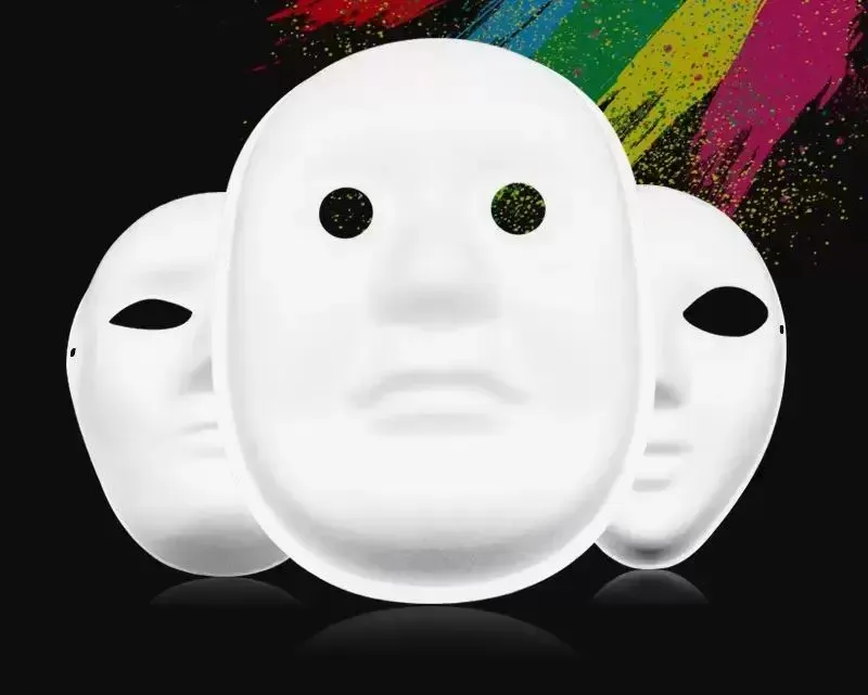 Tabanzhe Lot De 40 Masques Vierges En Papier Blanc – Masques De Mascarade DIY – Déguisement Pour Enfants, Anniversaire, Halloween, Carnaval – 6,5 X 18,5 Cm Avec élastiques