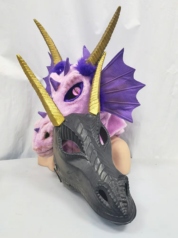 Party Masks DIY animal moving mouth blank mask mould handmade mold of dragon set package make your own Halloween 230904