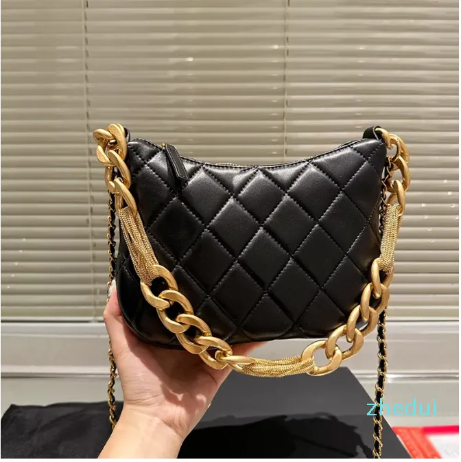 Crossbodytas van het Franse merk Luxe klassiek diamantrooster Dubbele schouderband Enkele schoudertas Topkwaliteit Mode Dikke ketting Damesonderarmtas