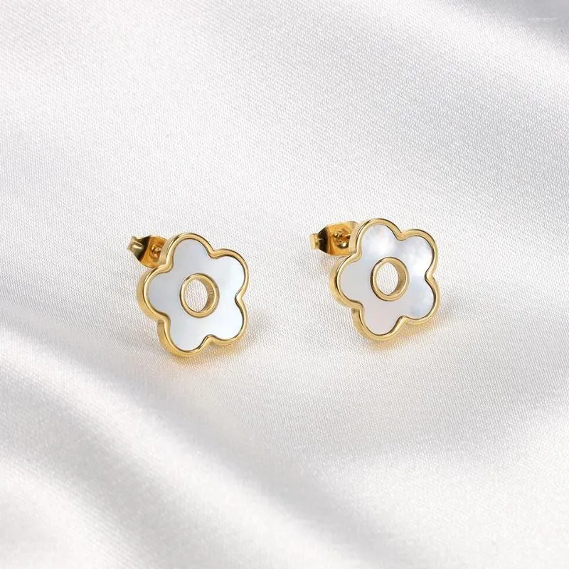 Boucles d'oreilles ALTERA tendance coquille blanche fleur charme pour les femmes en acier inoxydable pas de ternissement mignon cadeau bijoux en gros