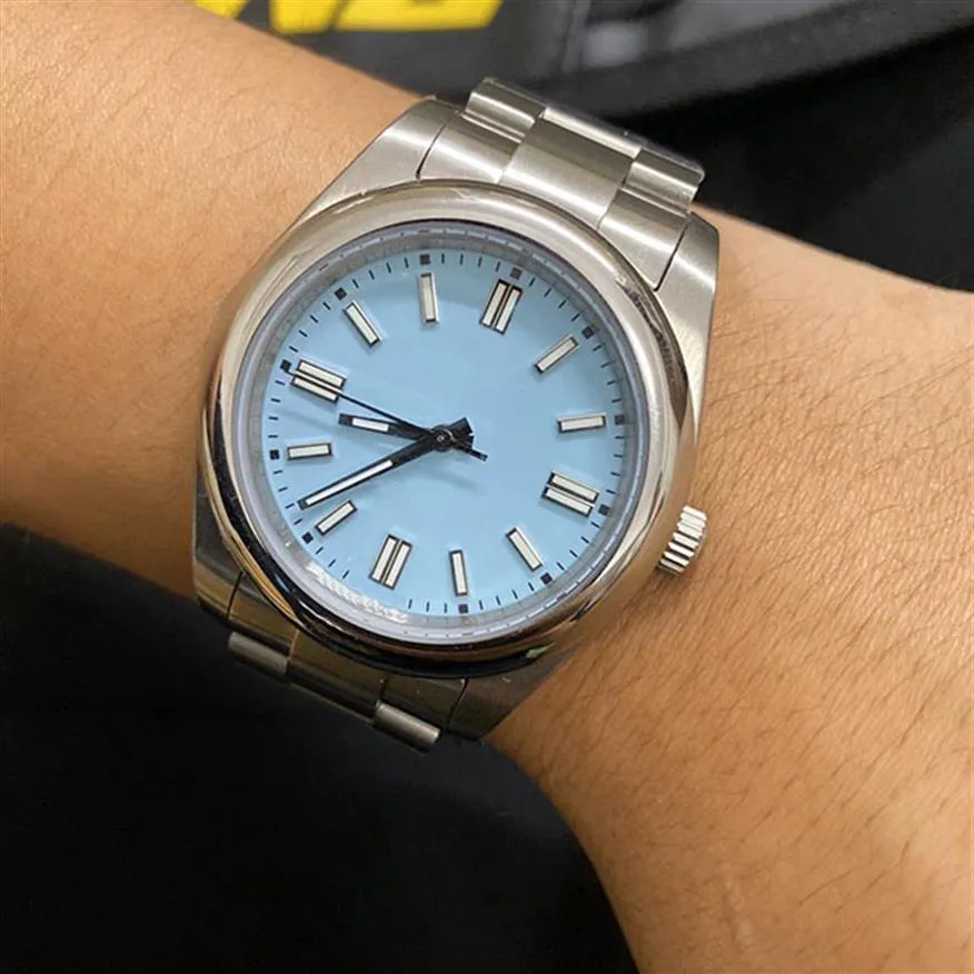 ST9 Stalowe męskie 41 mm Sapphire Glass Watch Automatyczne mechaniczne sporty na świeżym powietrzu Baby Blue Dial Streflatches Zmień kolory265f