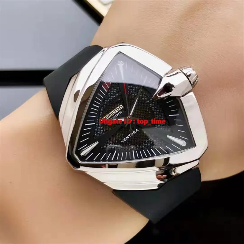4 Style high quality Watch Ventura xxl Elvis A2824 Automatic Mens Watch Stainless Steel H24655331 Black Dial Rubber Strap Gents Wa330P