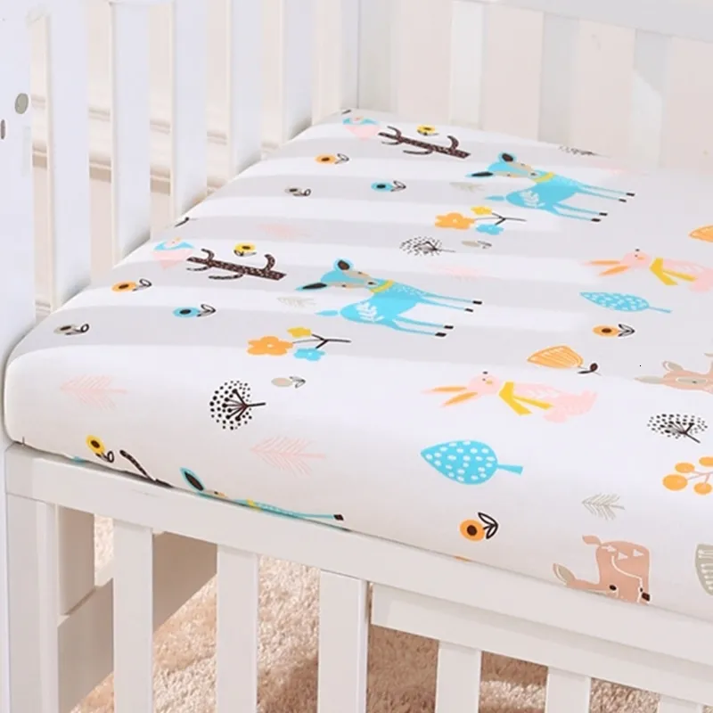 Täcken Baby Fitted Sheet Born Cotton Soft Crib Bed Barn Madrass täcker 230904